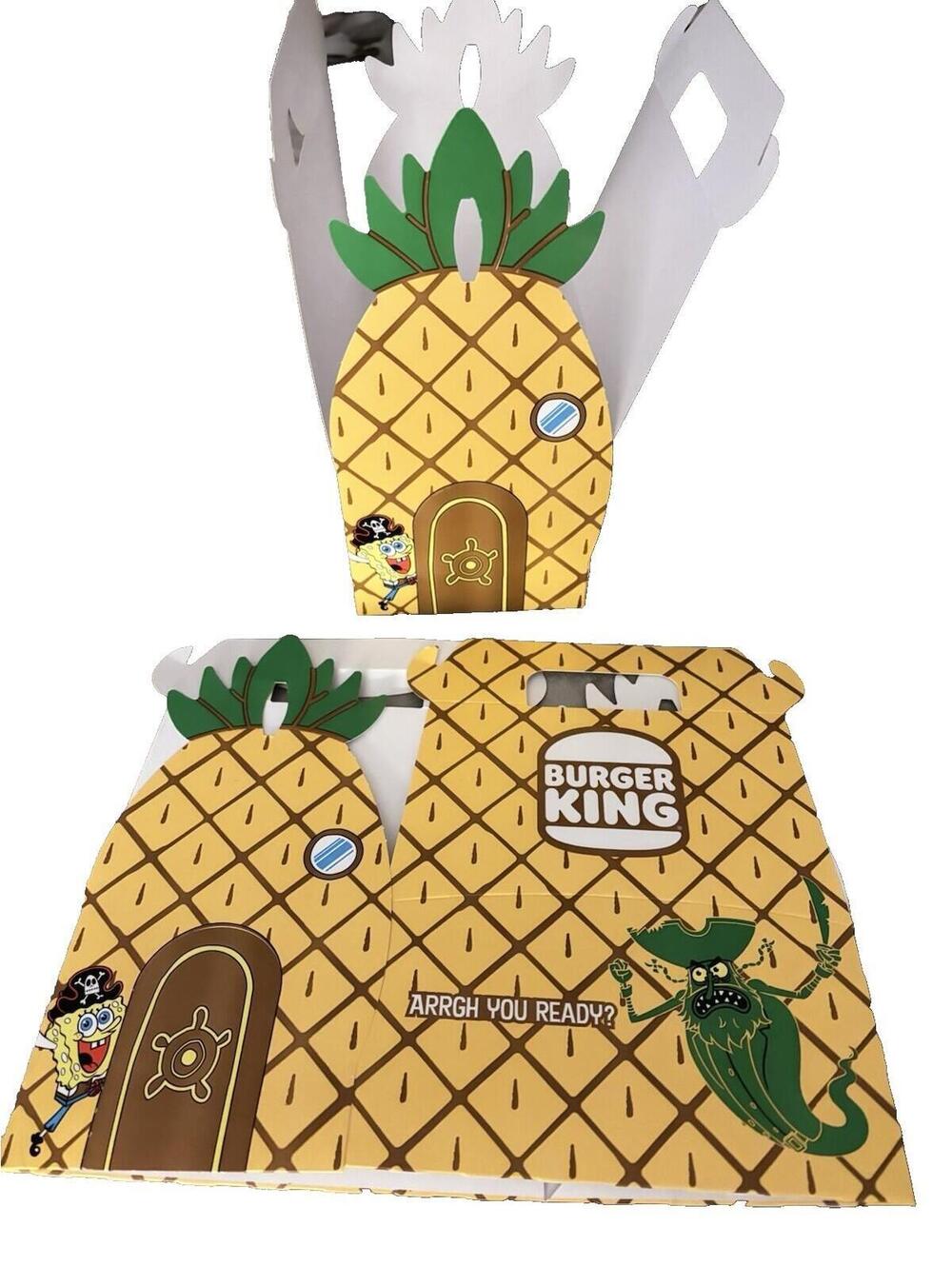 2pc SpongeBob SquarePants Burger King Pineapple House Empty Meal Boxes 2pc Set